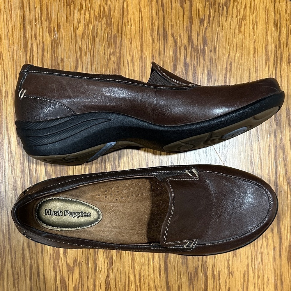 *HUSH PUPPIES* Brown Slip-On Loafers Size 8.5